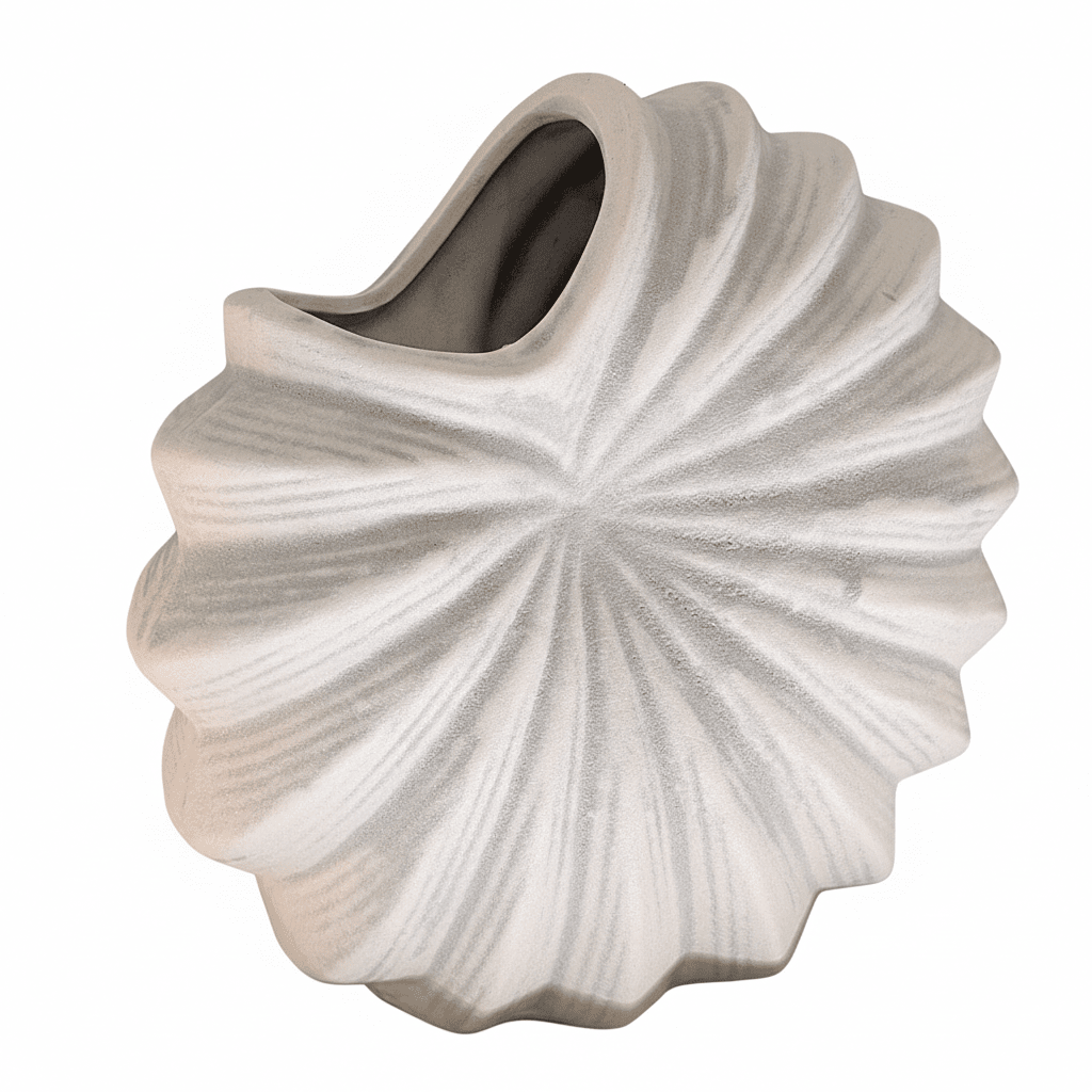 Renew White Textured Shell Decorative Vase