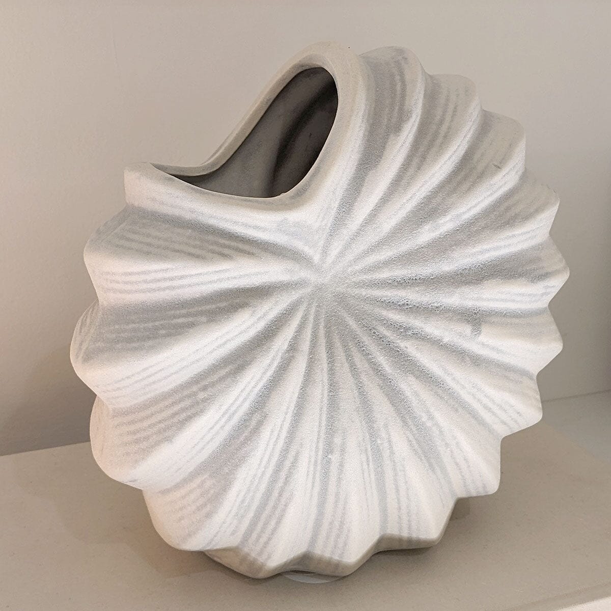 Renew White Textured Shell Decorative Vase