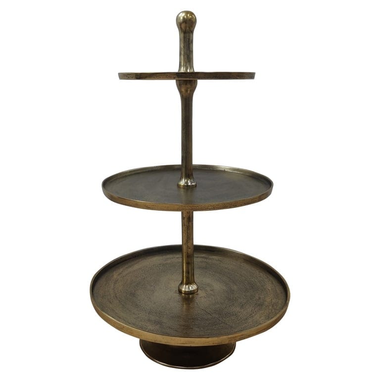 Richmond Interiors Accessories Cake stand Fallstaff 3-plates (Brushed Gold) House of Isabella UK