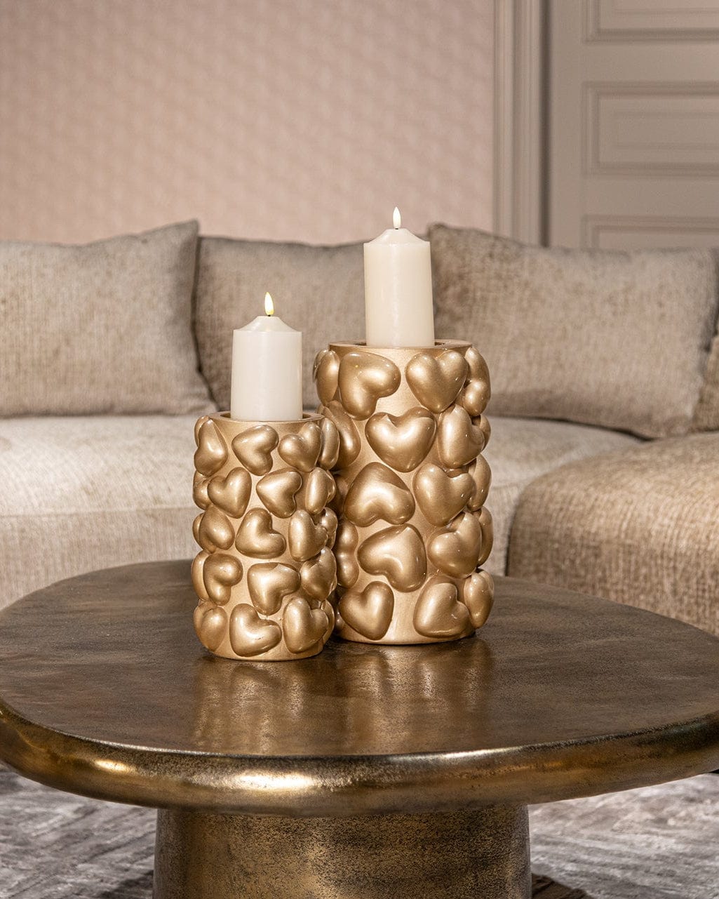 Richmond Interiors Accessories Candle holder Anne hearts big (Gold) House of Isabella UK