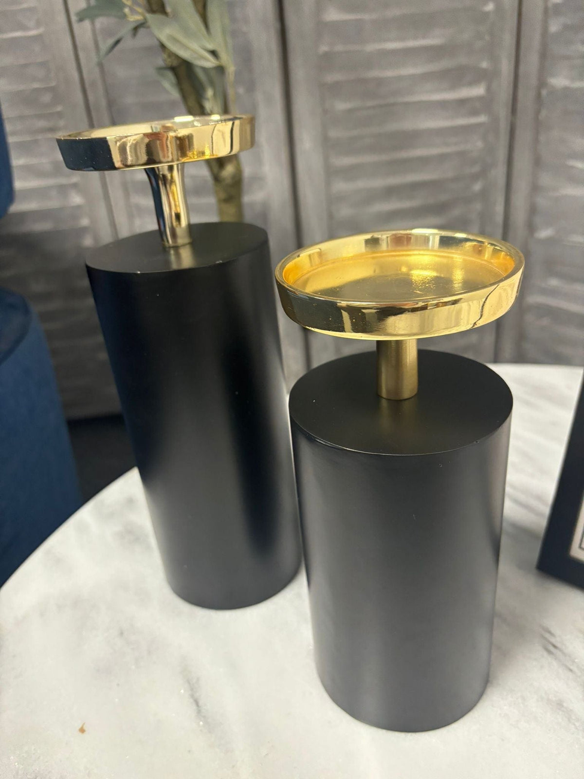 Candle holder Caya small (Black/gold) | OUTLET.