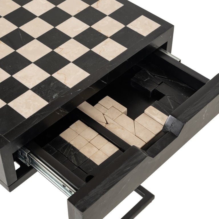 Richmond Interiors Accessories Chess table Davos 1-drawer (Black) House of Isabella UK