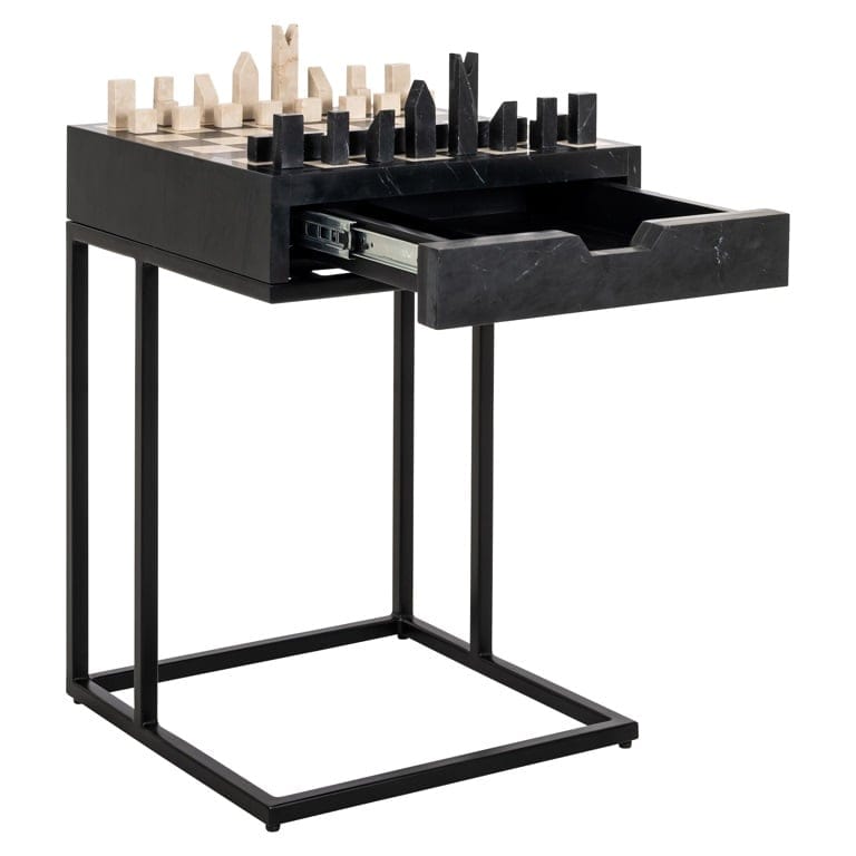 Richmond Interiors Accessories Chess table Davos 1-drawer (Black) House of Isabella UK
