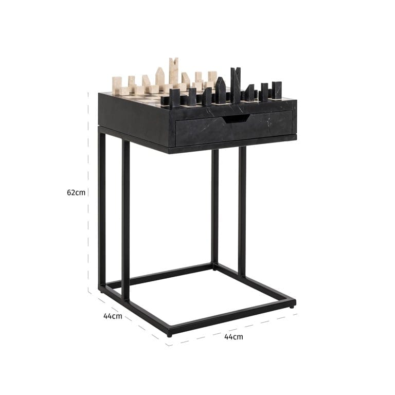 Richmond Interiors Accessories Chess table Davos 1-drawer (Black) House of Isabella UK