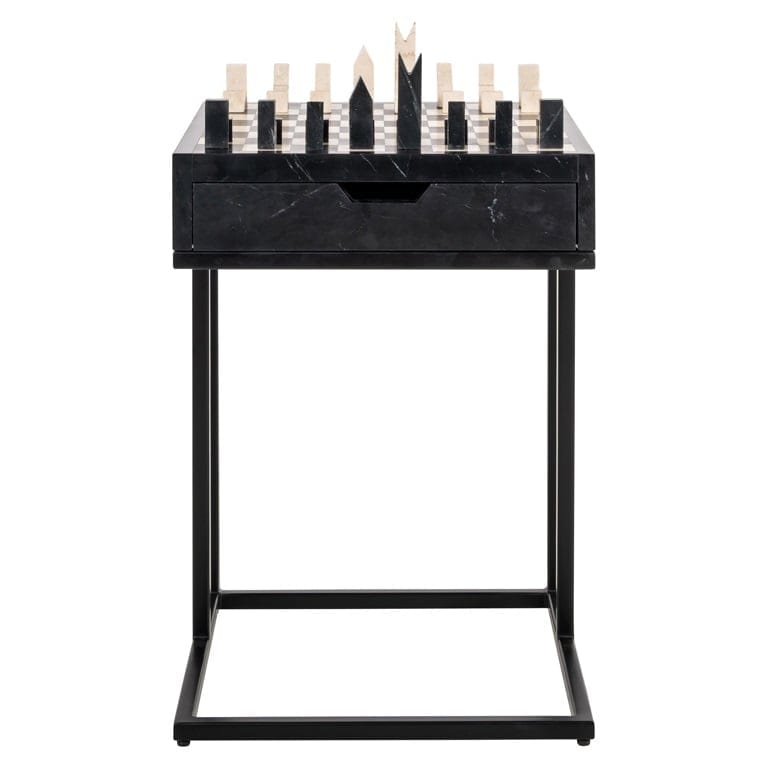 Richmond Interiors Accessories Chess table Davos 1-drawer (Black) House of Isabella UK