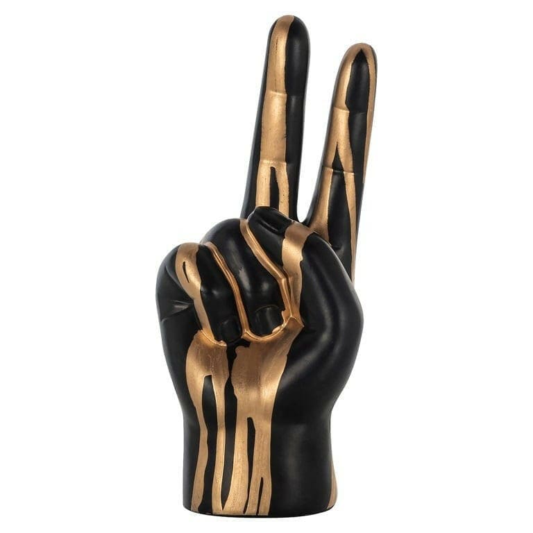 Richmond Interiors Accessories Deco object hand peace (Black/gold) House of Isabella UK