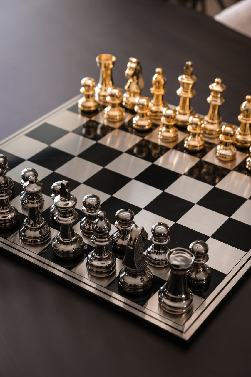 Richmond Interiors Accessories Decorative game Saray black/gold chessboard House of Isabella UK