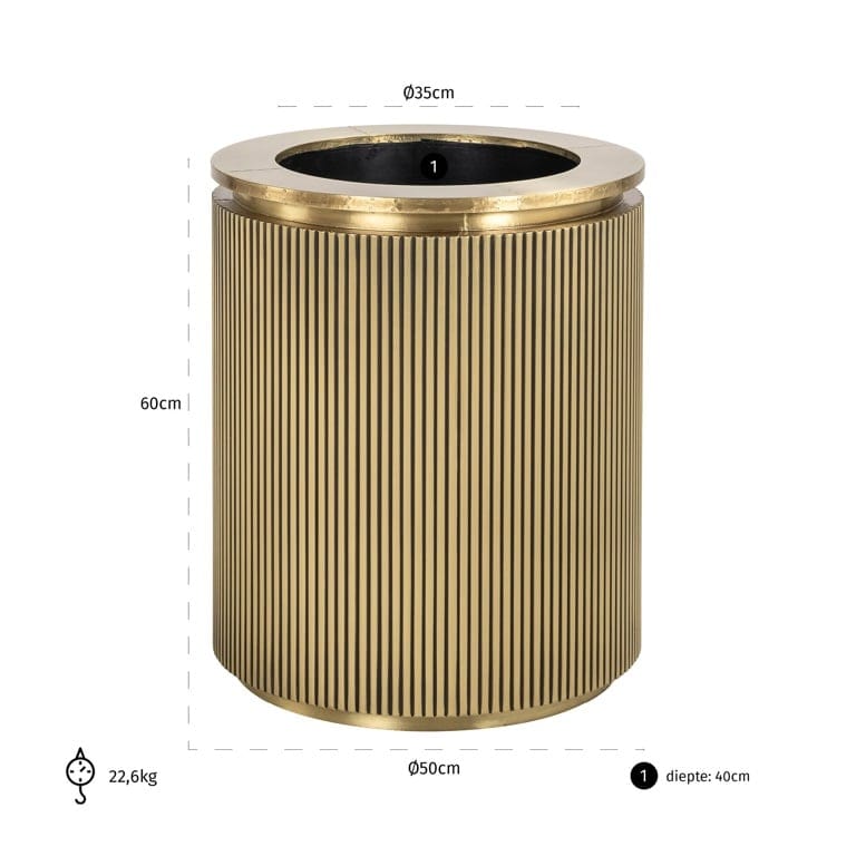 Richmond Interiors Accessories Planter Ironville 50Ø (Brushed Gold) House of Isabella UK