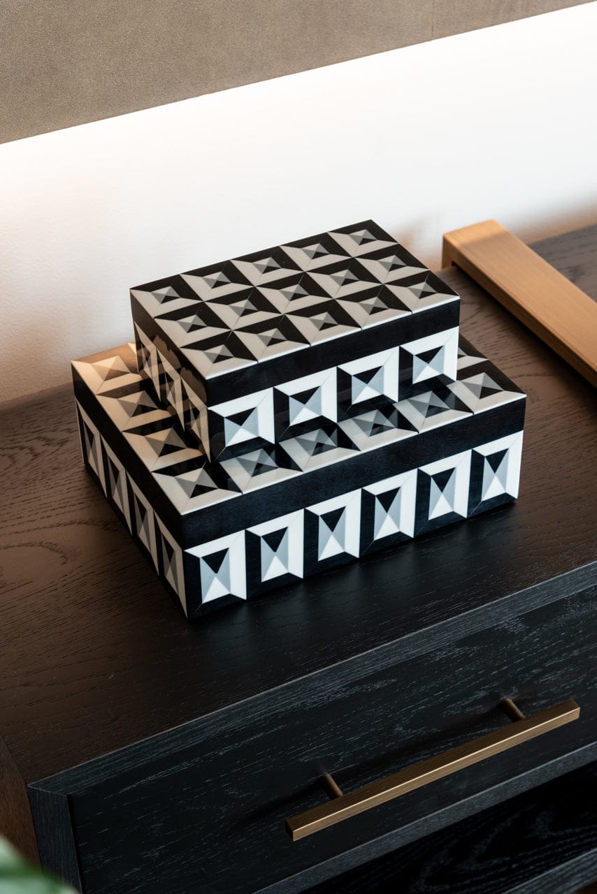 Richmond Interiors Accessories Storage box Licia black/white large House of Isabella UK