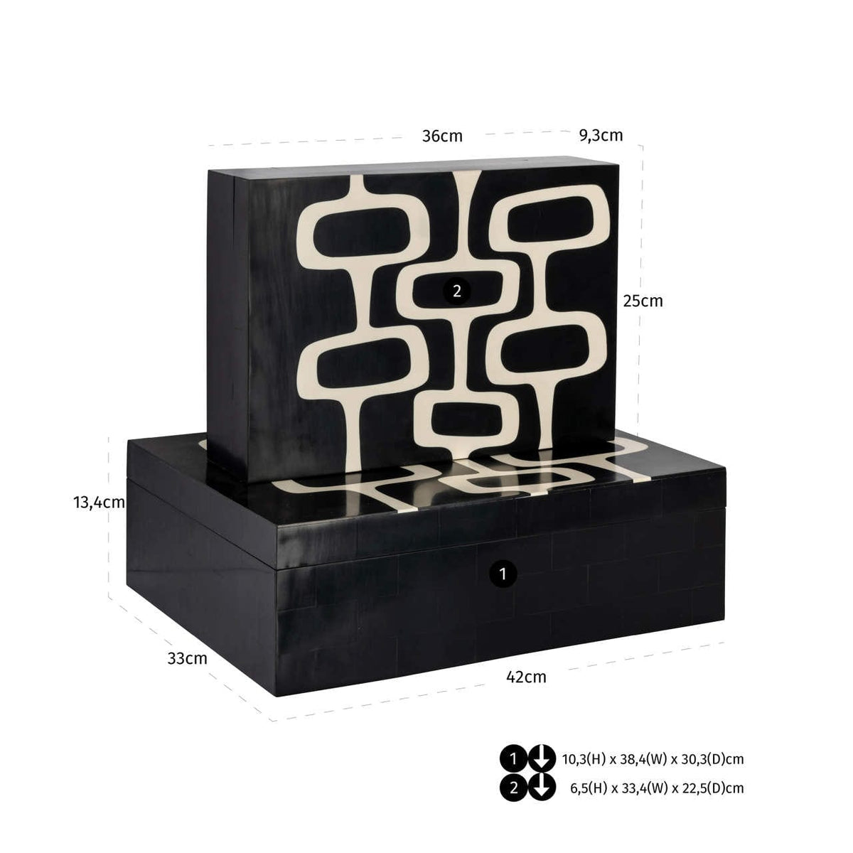 Richmond Interiors Accessories Storage box Lux black/white (Set of 2) House of Isabella UK