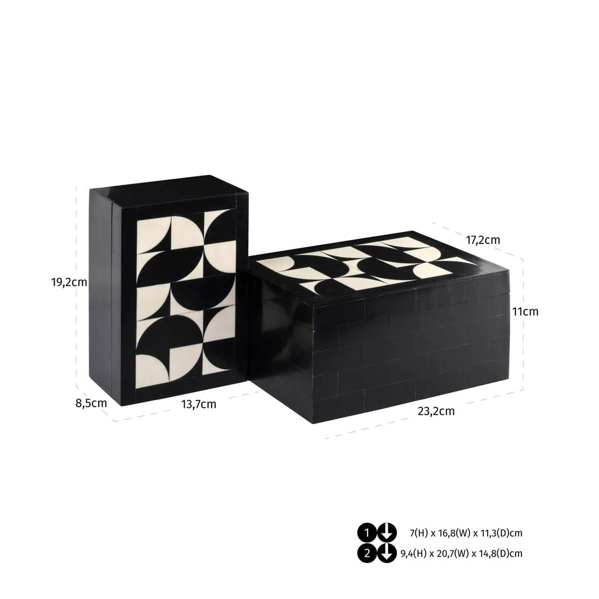 Richmond Interiors Accessories Storage box Rae black/white (Set of 2) House of Isabella UK