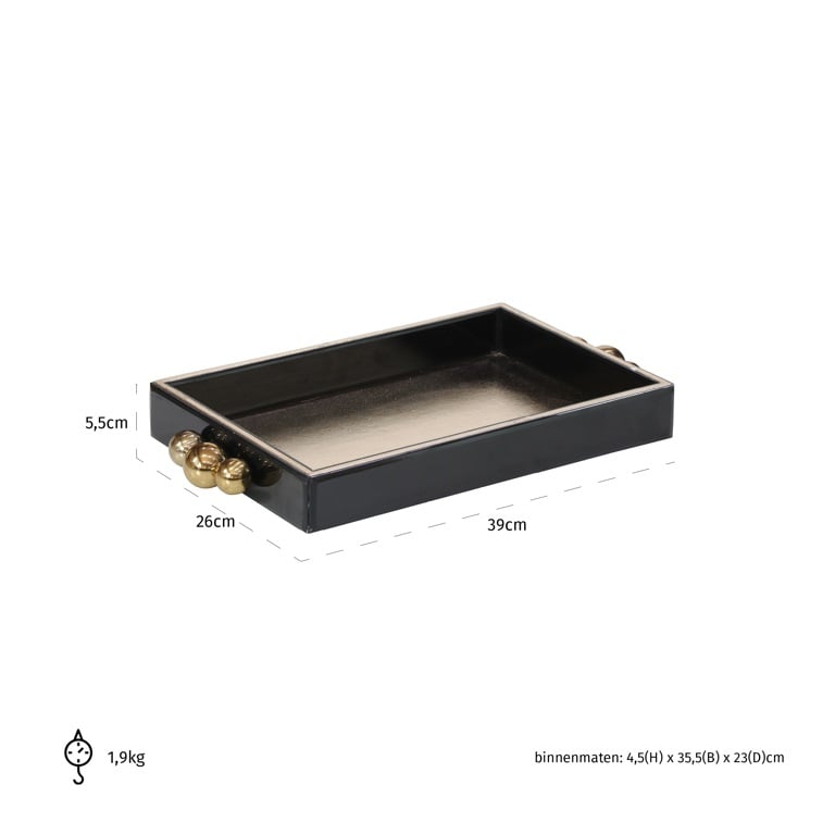 Richmond Interiors Accessories Tray Liv (Black/gold) House of Isabella UK