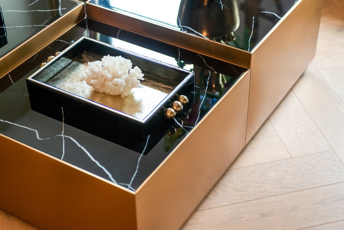 Richmond Interiors Accessories Tray Liv (Black/gold) House of Isabella UK