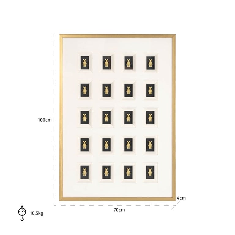 Richmond Interiors Accessories Wall art Bear block 3D (Black/gold) House of Isabella UK