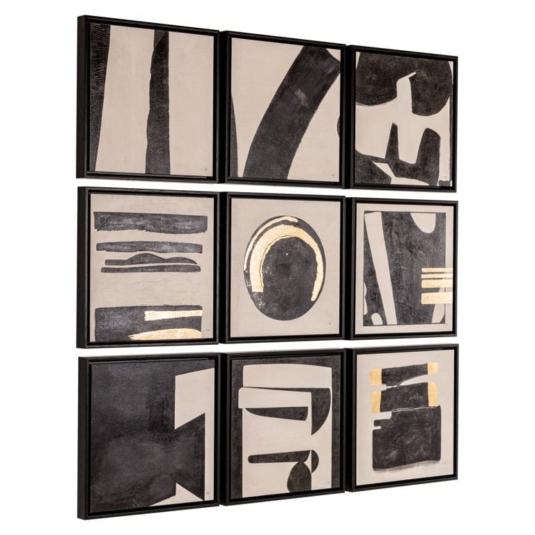 Richmond Interiors Accessories Wall art Gabri set of 9 (Black/white) House of Isabella UK