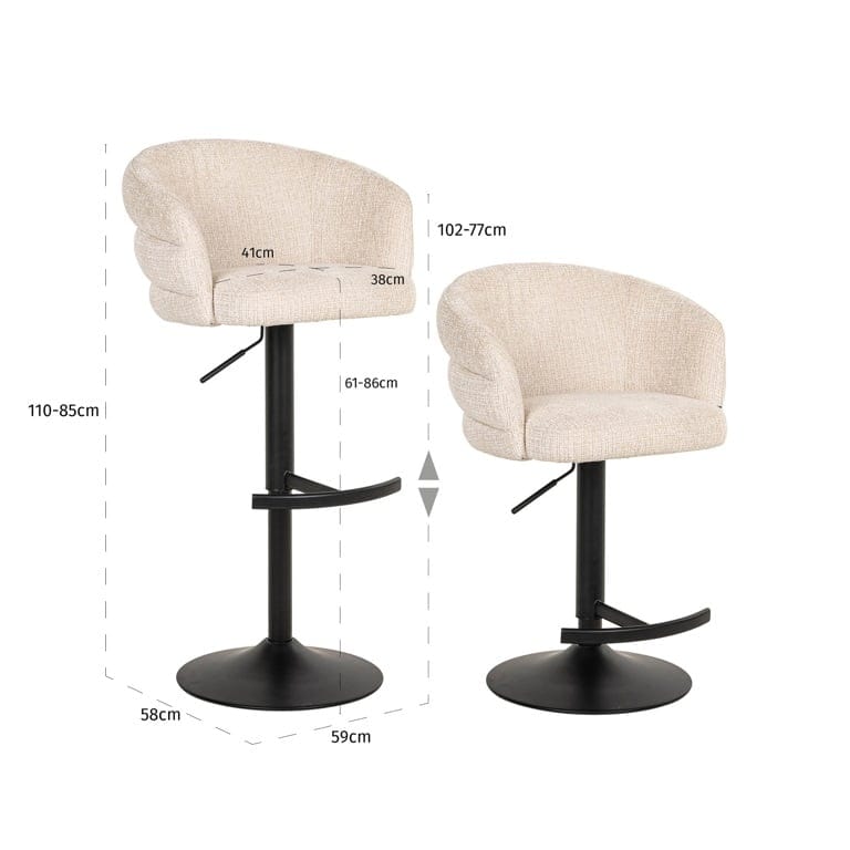 Richmond Interiors Dining Bar/counter stool Nikki swivel beige chenille fire retardant (Niagara 902 beige Chenille) House of Isabella UK