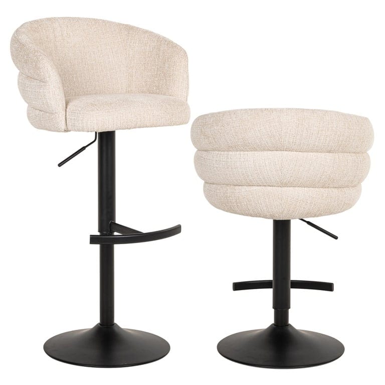 Richmond Interiors Dining Bar/counter stool Nikki swivel beige chenille fire retardant (Niagara 902 beige Chenille) House of Isabella UK