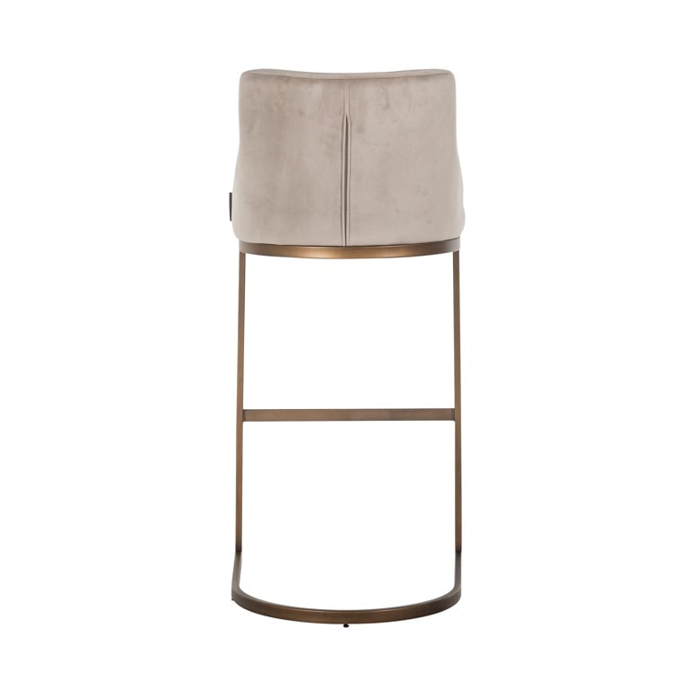 Bar stool Bolton khaki velvet / brushed gold fire retardant (FR-Quartz 903 Khaki).