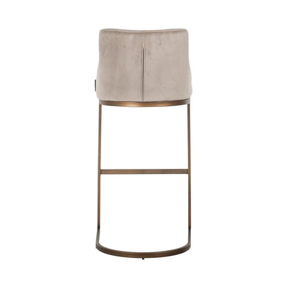 Richmond Interiors Dining Bar stool Bolton khaki velvet / brushed gold fire retardant (FR-Quartz 903 Khaki) House of Isabella UK