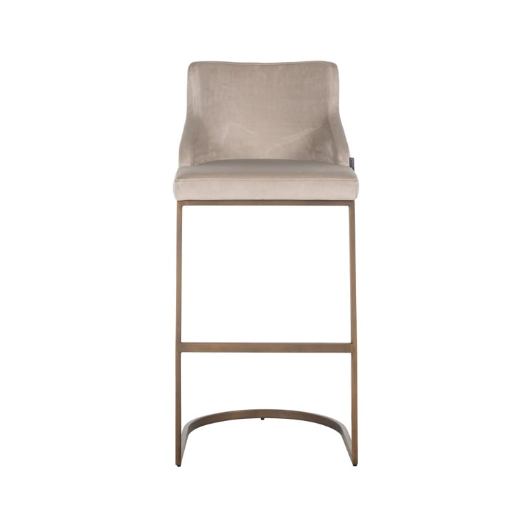 Bar stool Bolton khaki velvet / brushed gold fire retardant (FR-Quartz 903 Khaki).