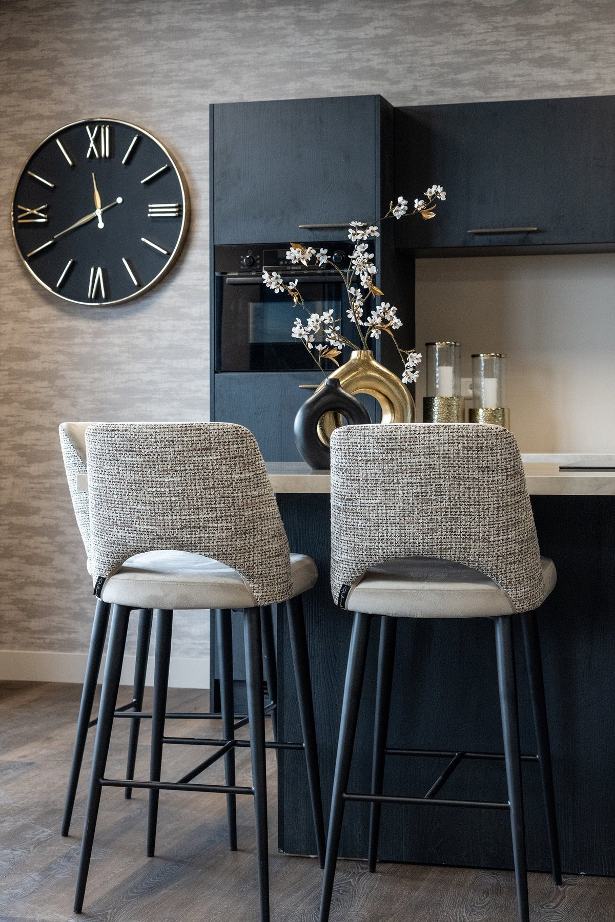 Richmond Interiors Dining Bar stool Tabitha trendy nature / quartz khaki fire retardan (Be Trendy 01 Nature) House of Isabella UK