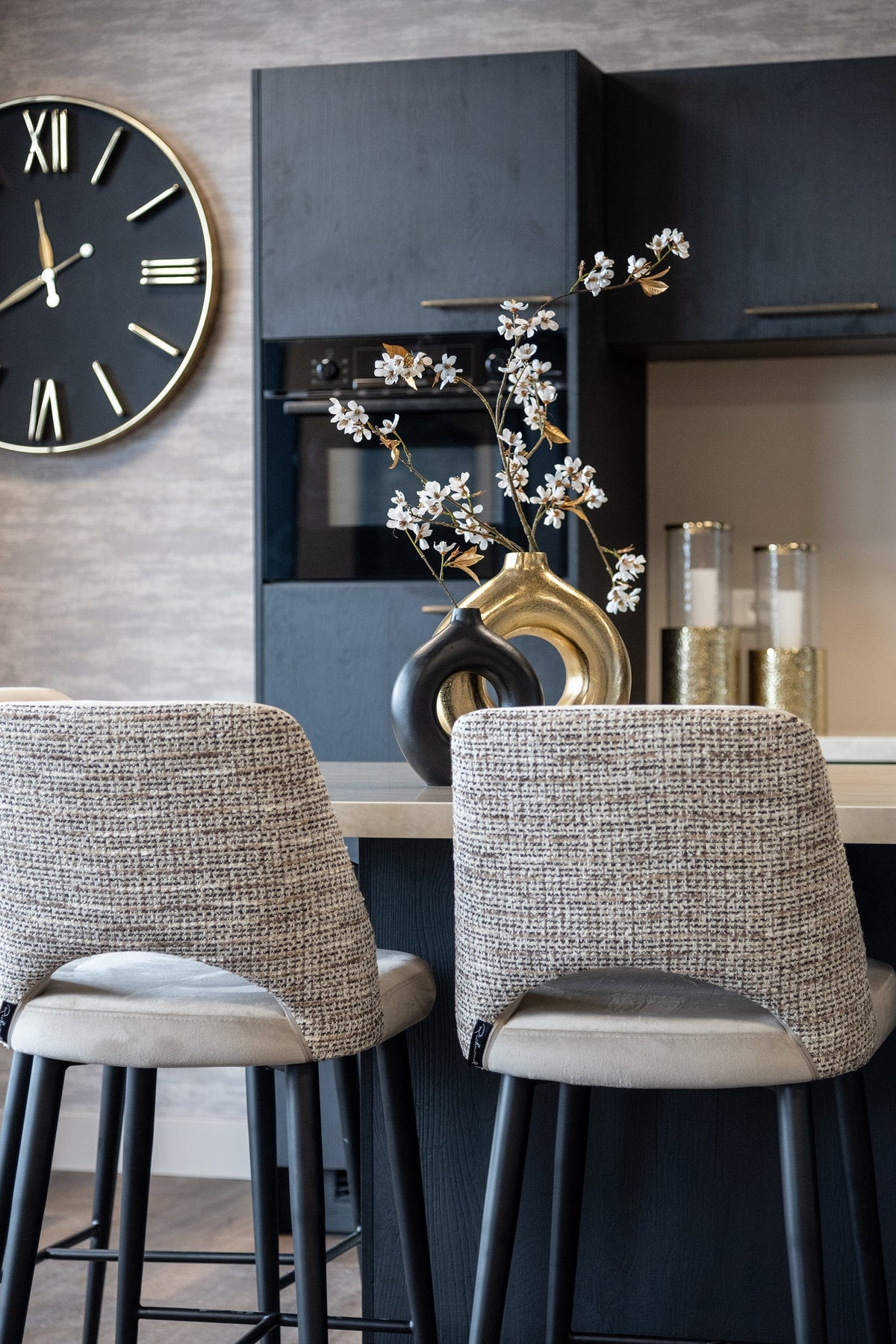 Richmond Interiors Dining Bar stool Tabitha trendy nature / quartz khaki fire retardan (Be Trendy 01 Nature) House of Isabella UK