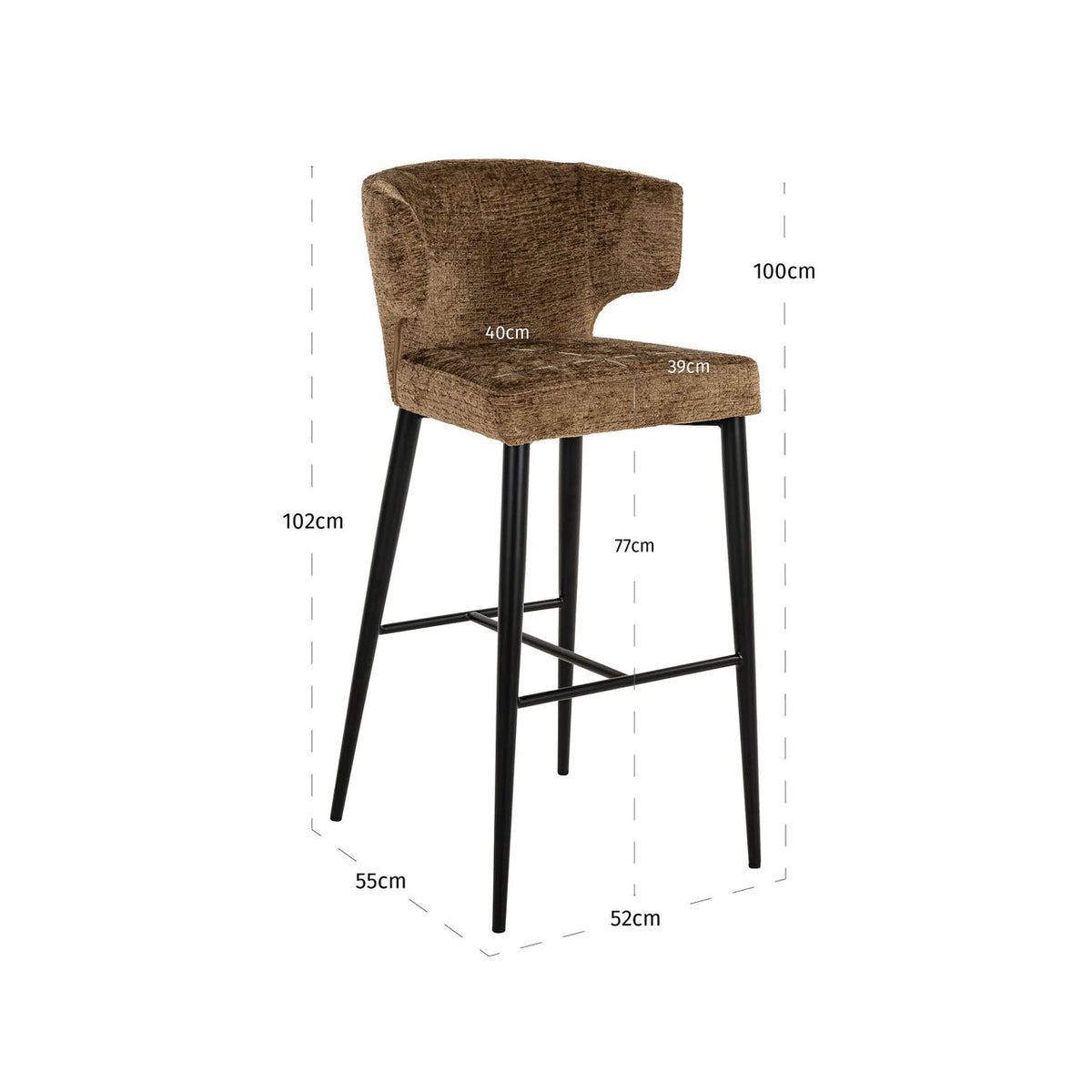 Richmond Interiors Dining Bar stool Taylor brandy fusion fire retardant House of Isabella UK