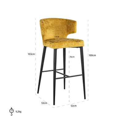 Richmond Interiors Dining Bar stool Taylor mustard fusion (Fusion mustard 06) House of Isabella UK