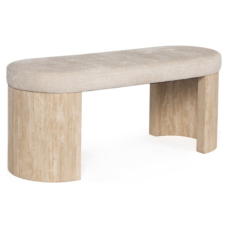 Bench Gallice natural beige travertine (Beige).