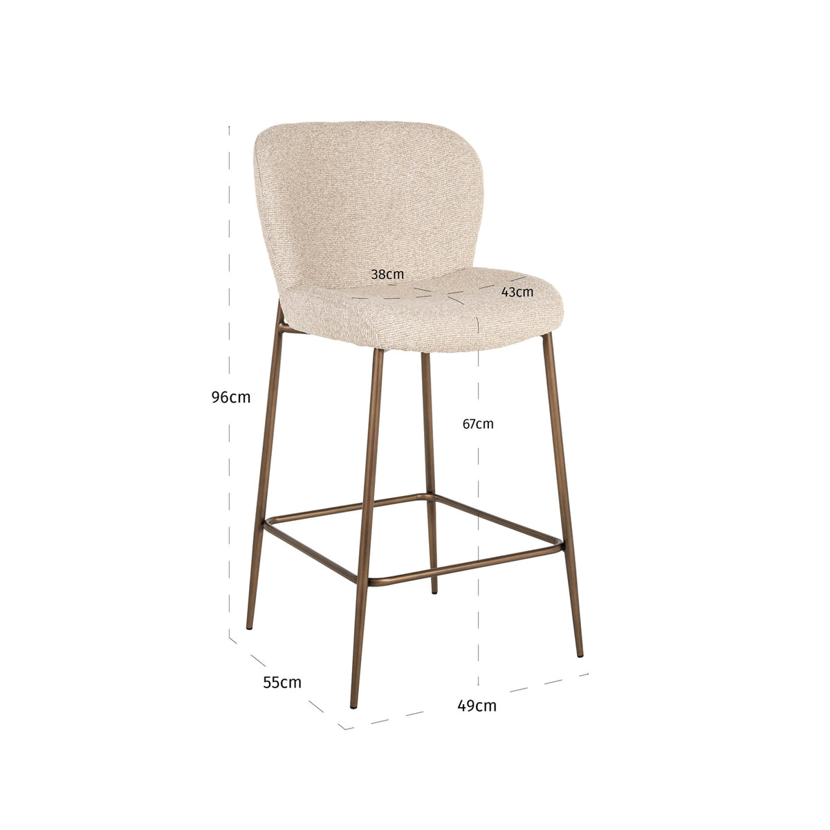 Richmond Interiors Dining Counter stool Odarby brown tweed fire retardant House of Isabella UK