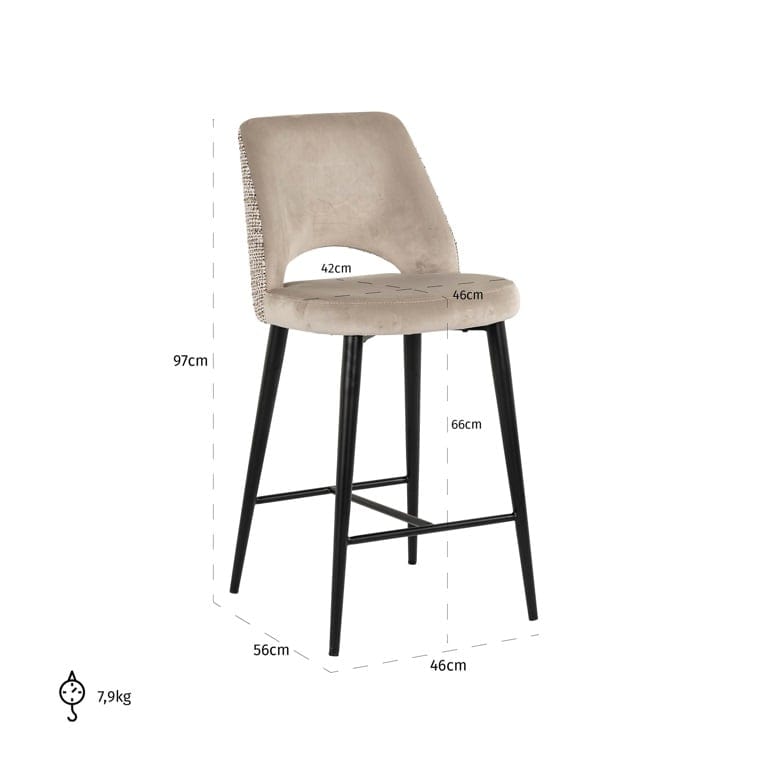 Richmond Interiors Dining Counter stool Tabitha trendy nature / quartz khaki fire ret (Be Trendy 01 Nature) House of Isabella UK