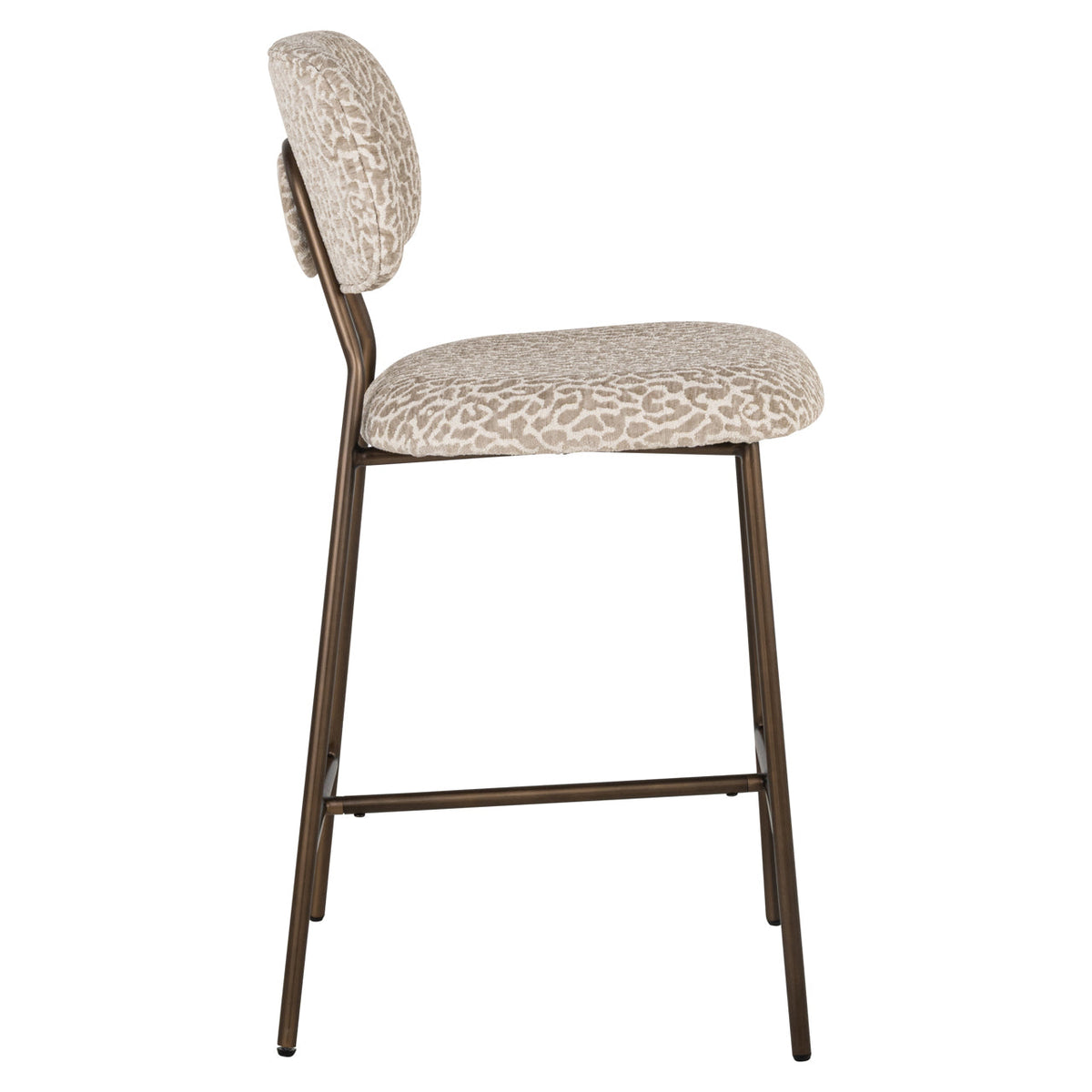 Richmond Interiors Dining Counter stool Xenia beige leopard fire retardant (Set of 2) House of Isabella UK