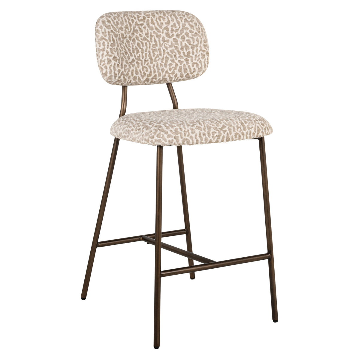 Richmond Interiors Dining Counter stool Xenia beige leopard fire retardant (Set of 2) House of Isabella UK