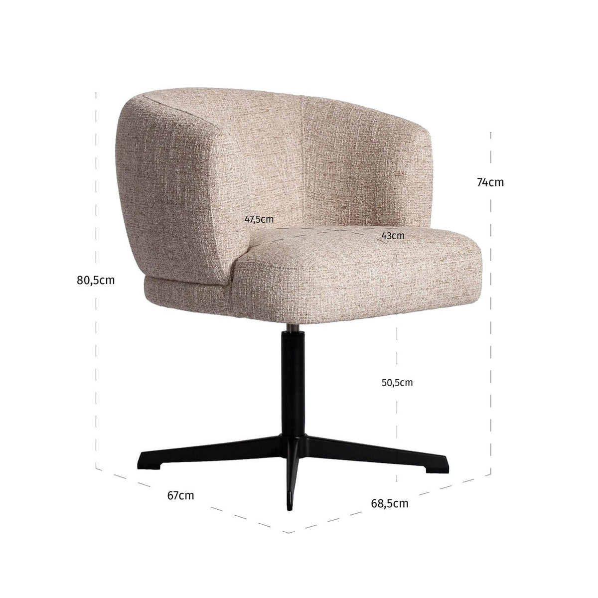 Richmond Interiors Dining Dining chair Dinan cream tweed fire retardant - swivel House of Isabella UK