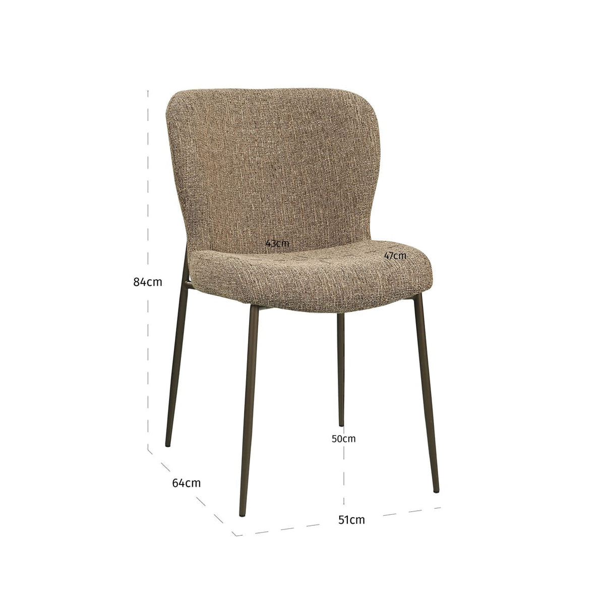Richmond Interiors Dining Dining chair Odarby brown tweed fire retardant (Set of 2) House of Isabella UK