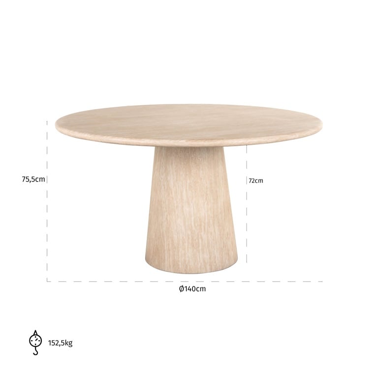 Richmond Interiors Dining Dining table Fictus 140Ø faux travertine (Beige) House of Isabella UK