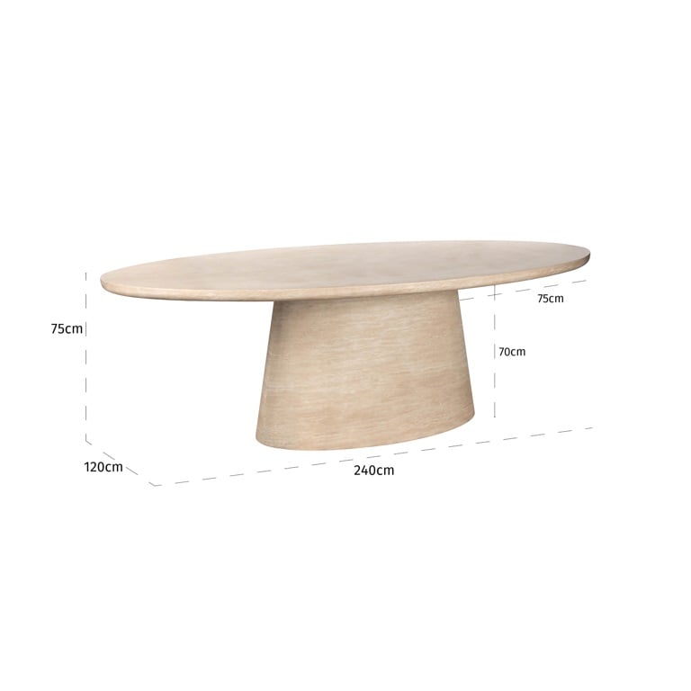 Dining table Fictus faux travertine (Beige).