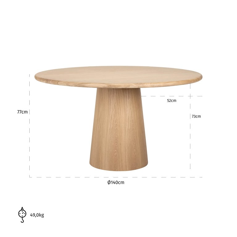 Dining table Oakley 140Ø (Natural oak).