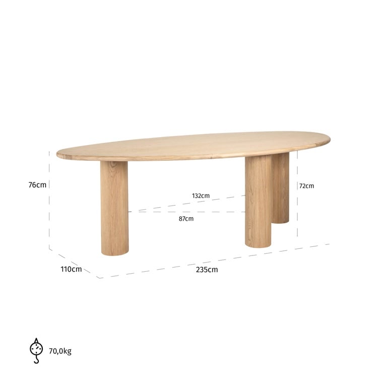 Dining table Oakley 235 (Natural oak).