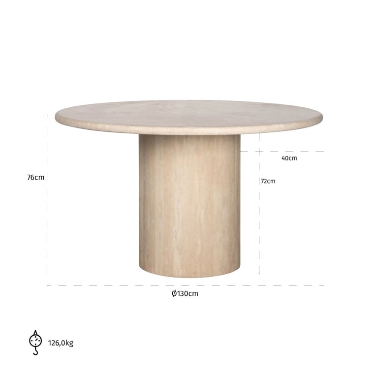 Richmond Interiors Dining Dining table Renaissance 130Ø italian travertine (Beige) House of Isabella UK