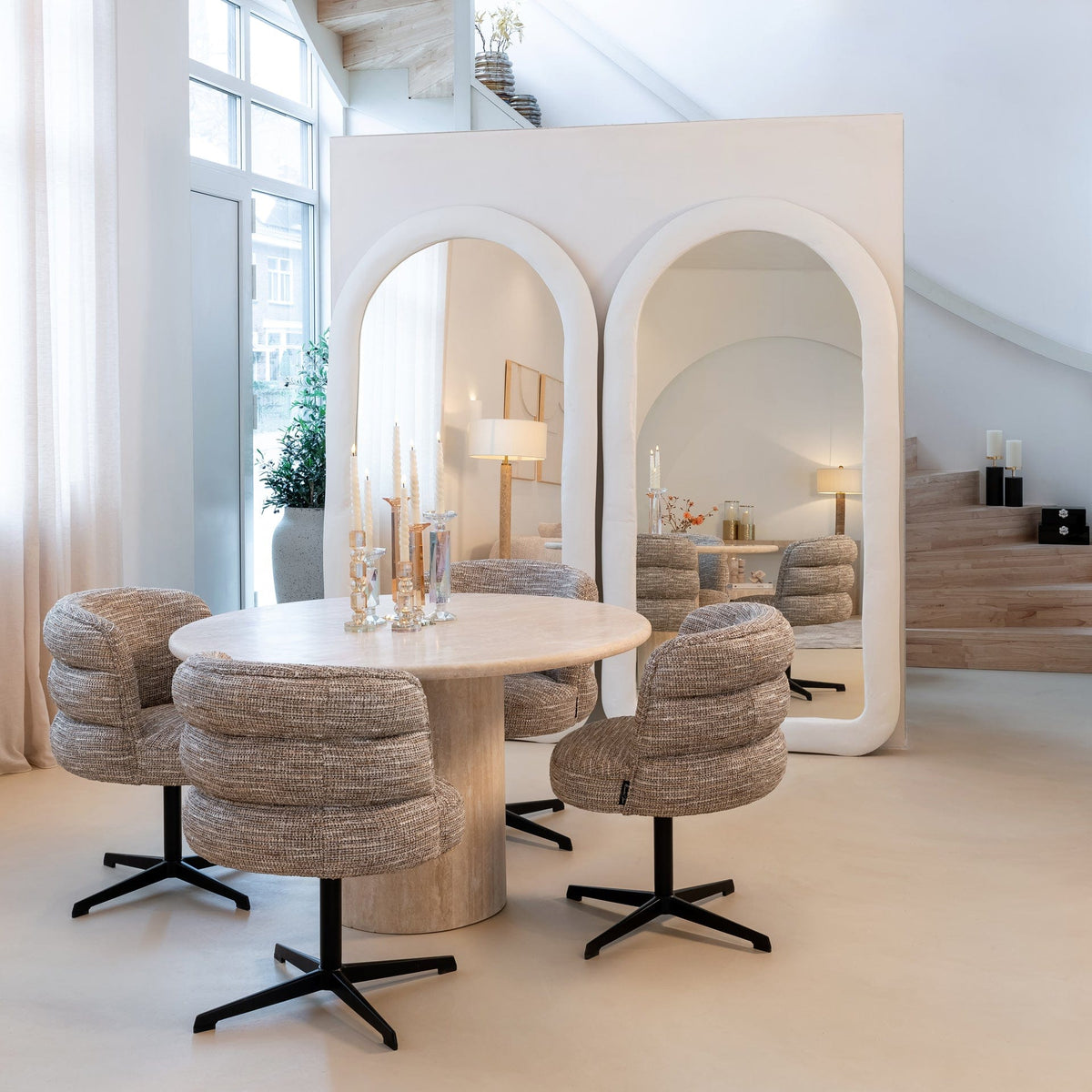 Richmond Interiors Dining Dining table Renaissance 130Ø italian travertine (Beige) House of Isabella UK