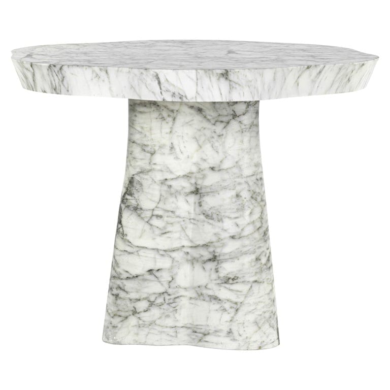 Dining table Rockyard 100Ø faux white marble (White).