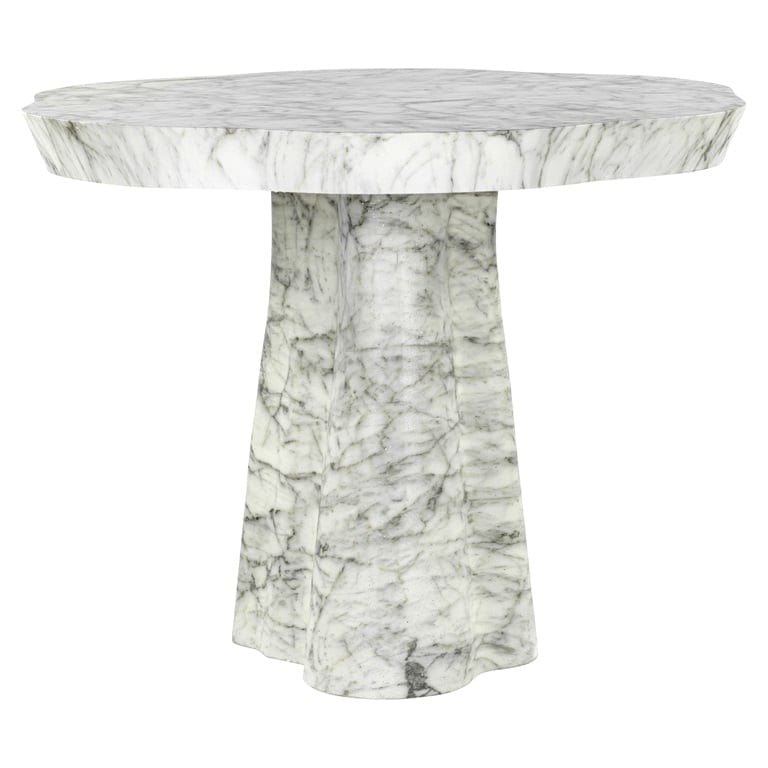 Dining table Rockyard 100Ø faux white marble (White).