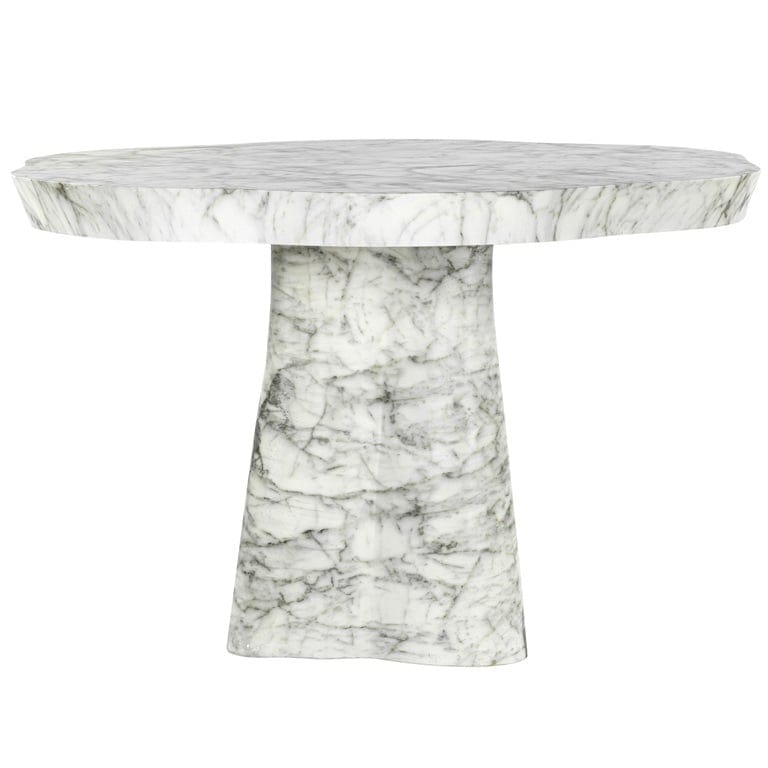 Dining table Rockyard 140Ø faux white marble (White).