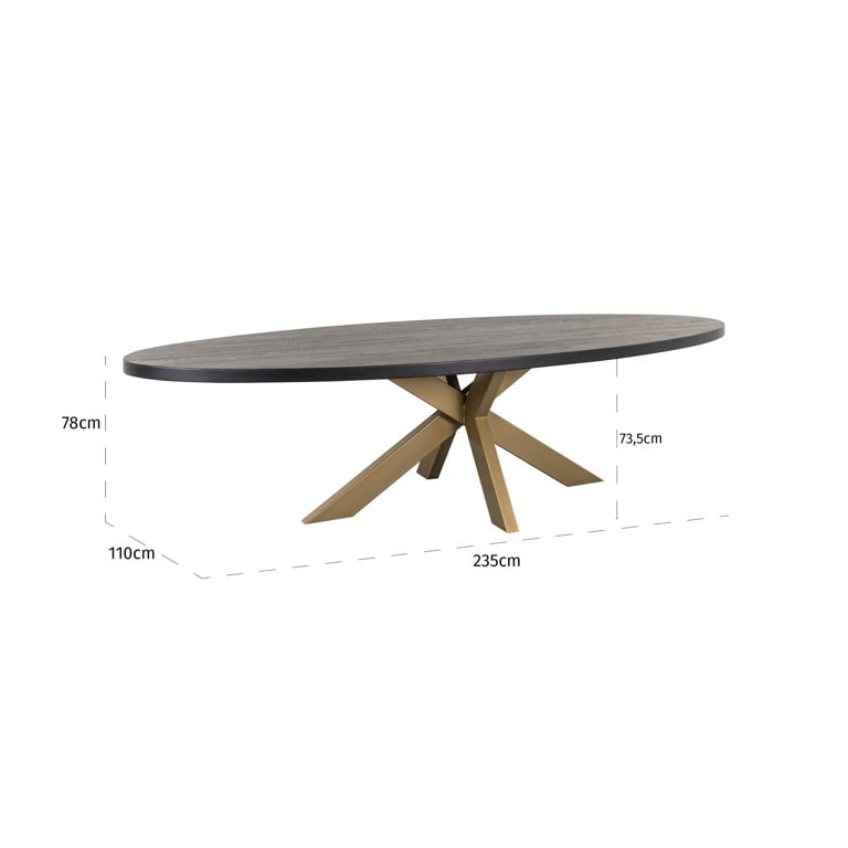 Richmond Interiors Dining Dining table Watson black 235 incl. spider leg gold (Black) House of Isabella UK