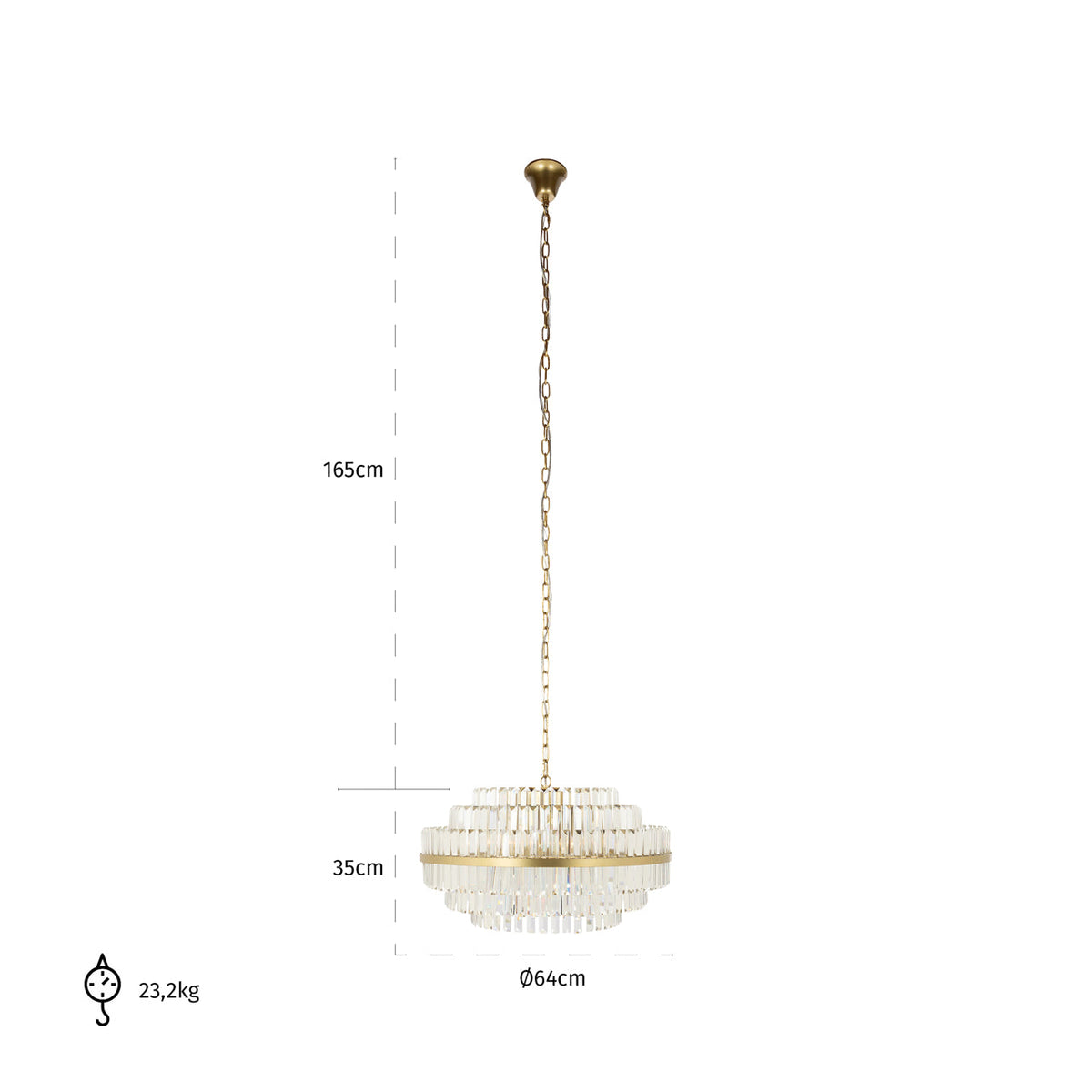 Richmond Interiors Lighting Chandelier Desire brushed gold medium House of Isabella UK