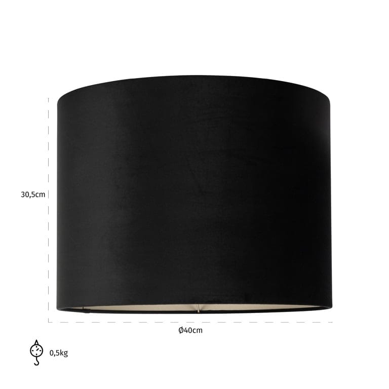 Richmond Interiors Lighting Lampshade Maddy black velvet cilinder 40Ø (Black) House of Isabella UK