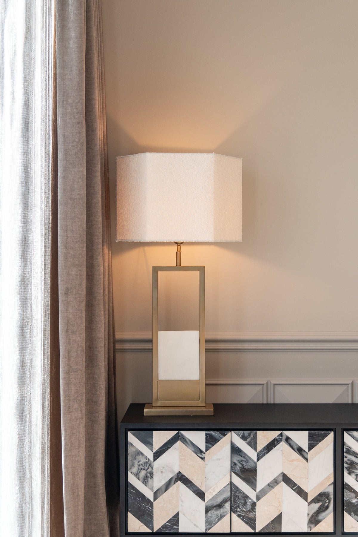 Richmond Interiors Lighting Lampshade Soho white bouclé hexagon XL (White) House of Isabella UK