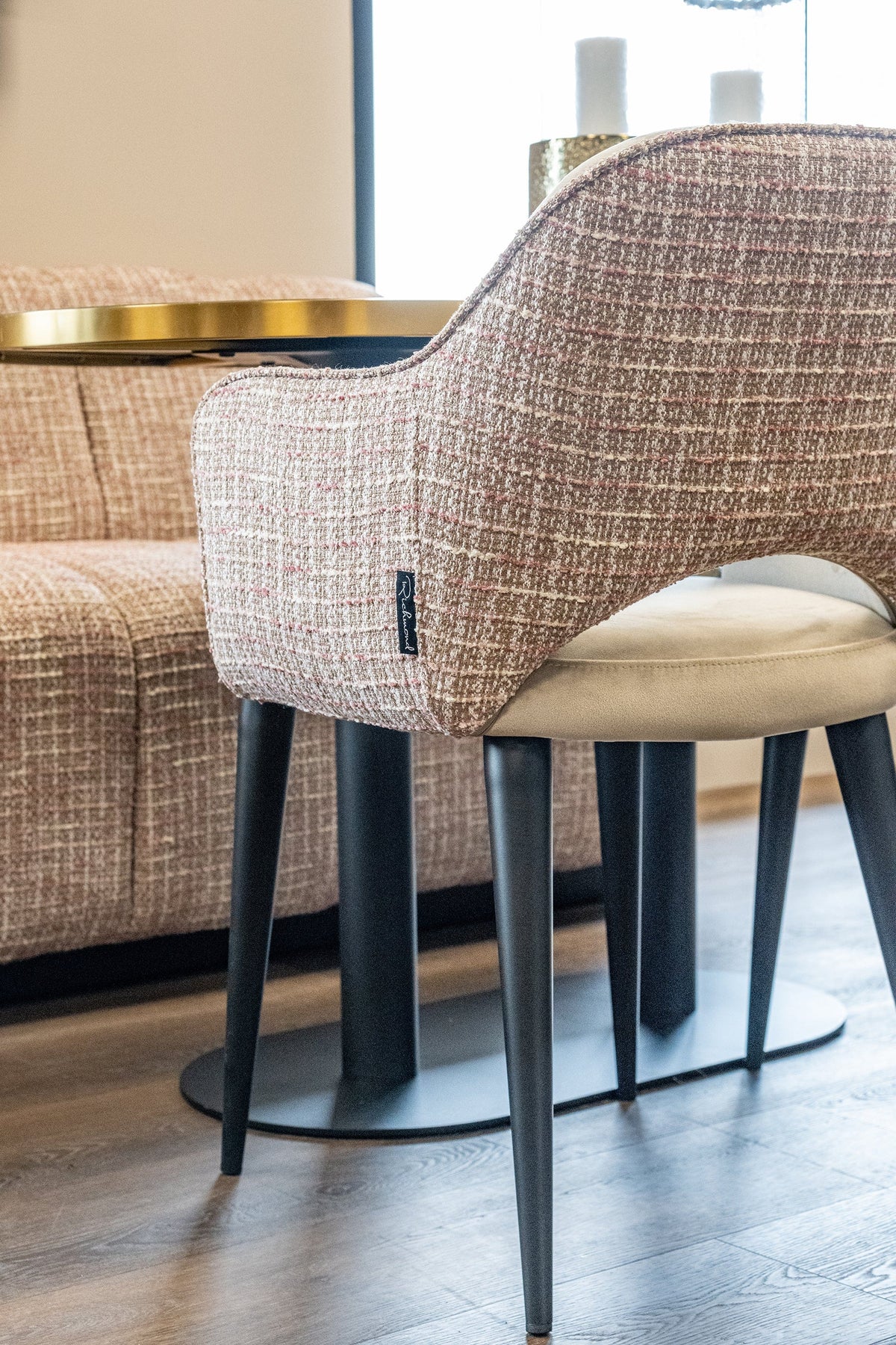 Richmond Interiors Living Arm chair Giovanna trendy nature/quartz khaki fire retardant (Be Trendy 01 Nature) House of Isabella UK