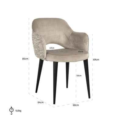 Richmond Interiors Living Arm chair Giovanna trendy nature/quartz khaki fire retardant (Be Trendy 01 Nature) House of Isabella UK